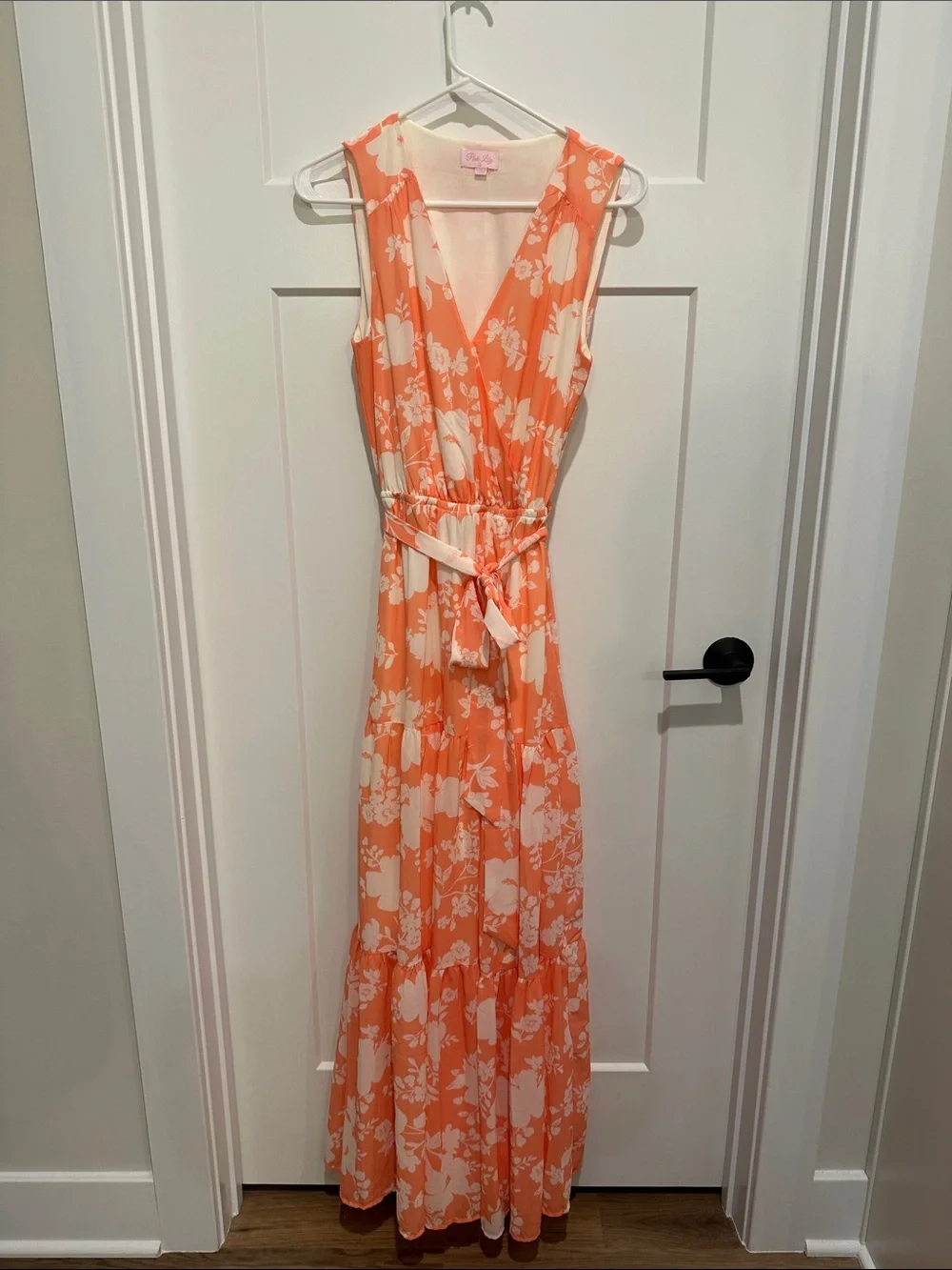 Pink Lily Coral and Cream Floral Wrap Maxi Dress - Picture 1 of 2